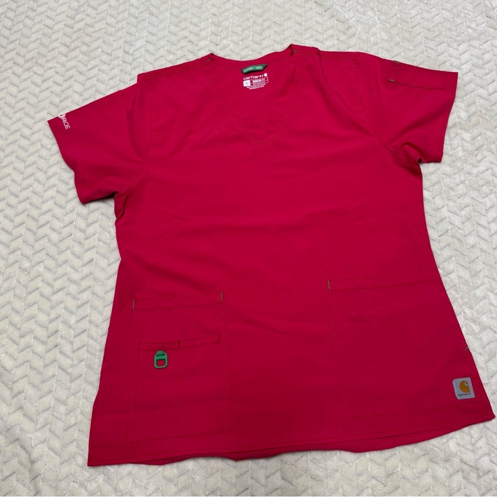 Carhartt Scrub Top Womens Pink L Medical Wear |